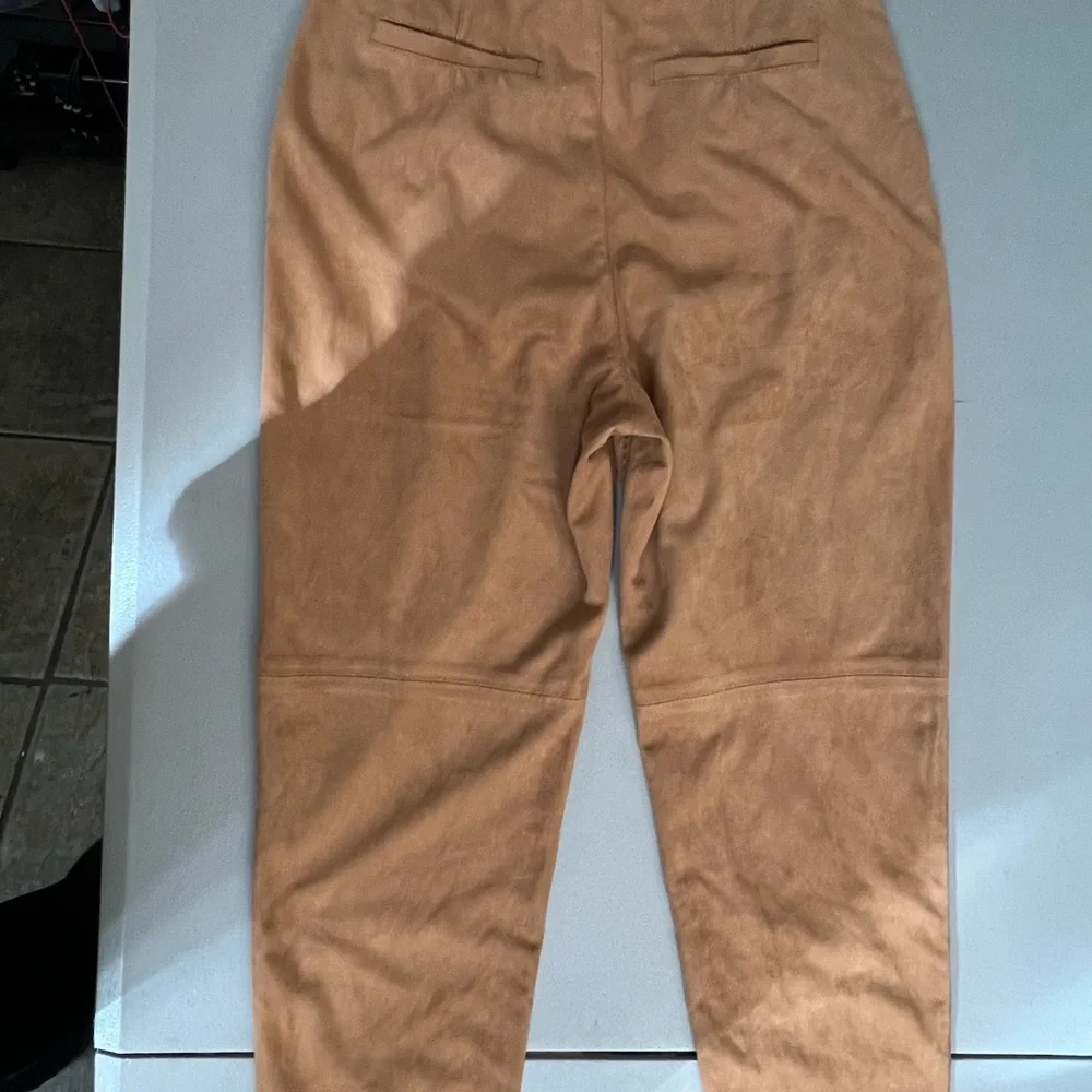 Free People Womens High Waisted Cropped Faux Suede Pants‎ Tan Brown Size 2